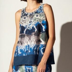 NWT Ranna Gill - SILVANA EMBROIDERED YOKE TANK TOP